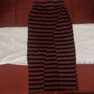 Nordstrom Black and Rust Stripe Midi with Thigh Slit